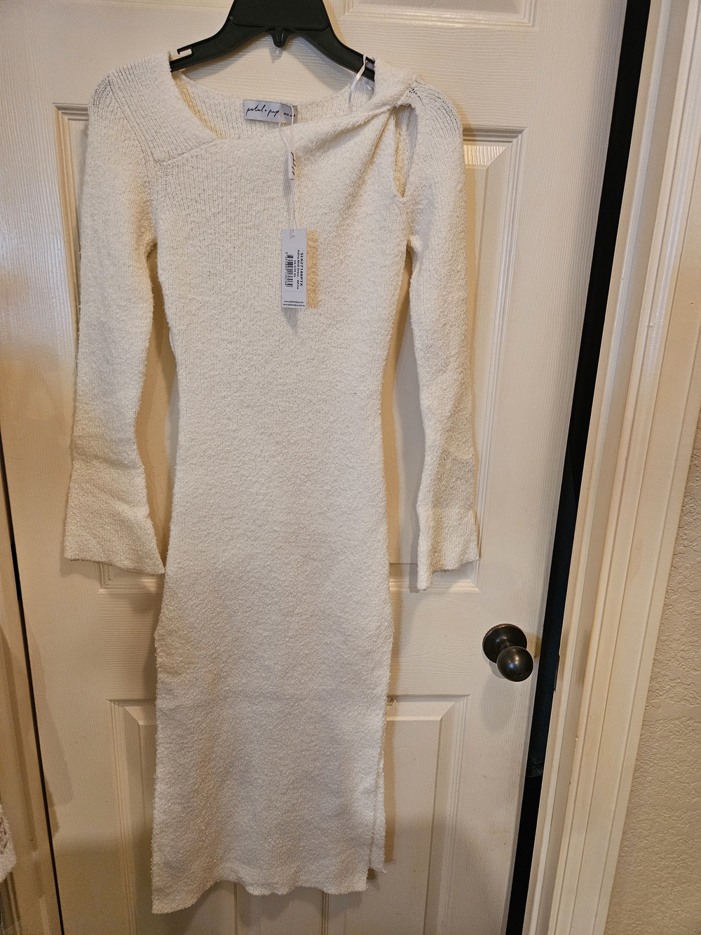 Petal & Pup Pale Ivory Long Sleeve Knit Midi Dress